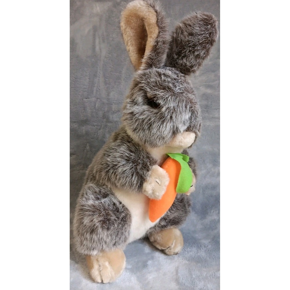 Vtg‎ 14" Easter Parade Bunny Rabbit Frosted Brown Tan Stuffed Carrot Realistic